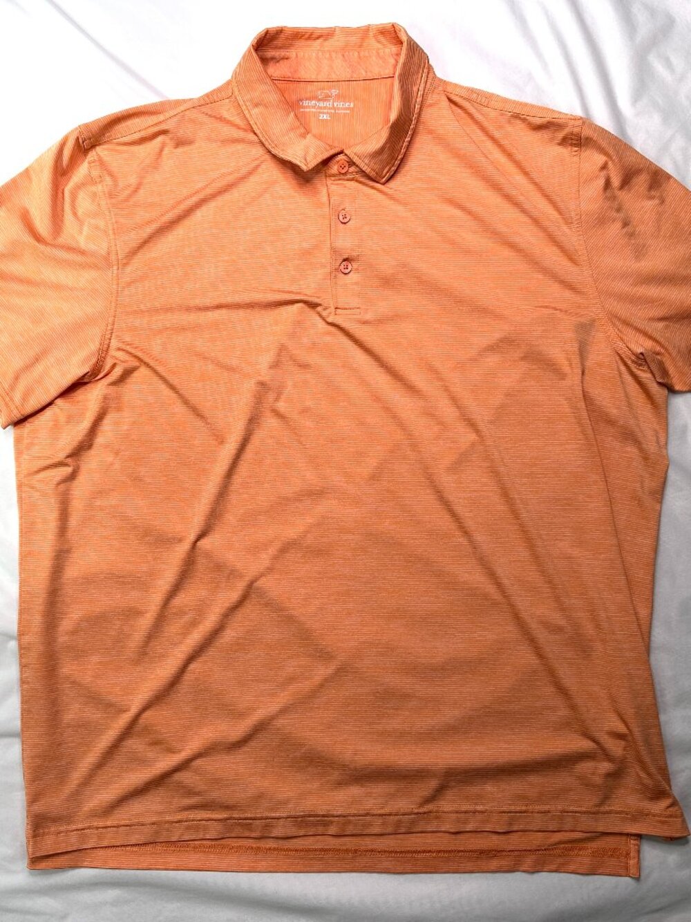 Vineyard Vines Polo 2XL Orange Striped Short Sleeve Golf Performance Stretch